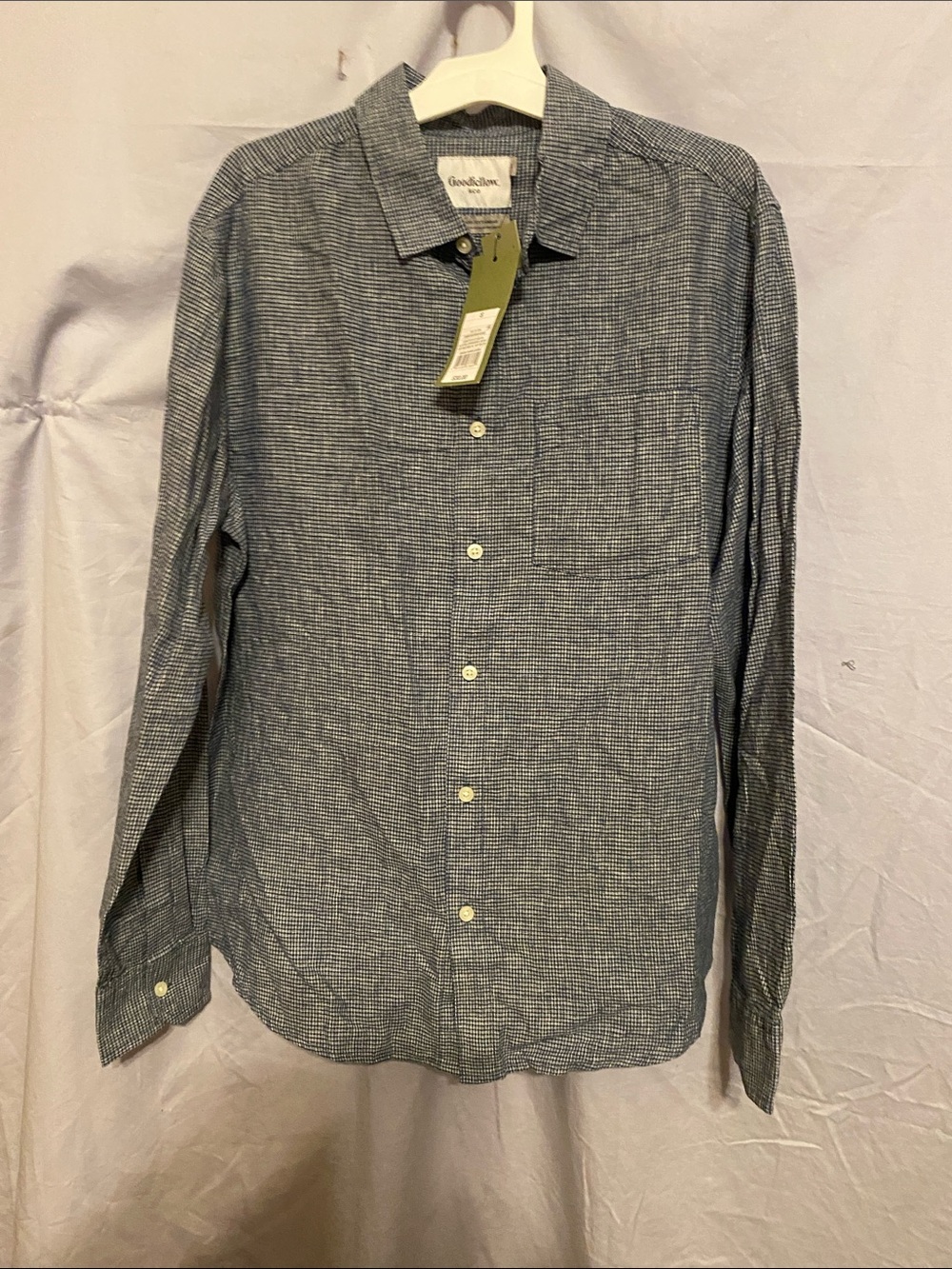 Goodfellow & Co Men’s Navy Blue Micro-Check Button-Down Shirt
